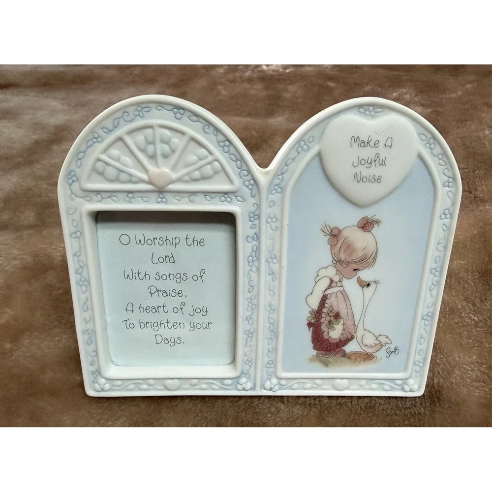 Vintage Enesco 1998 Precious Moments Double Frame Made a Joyful Noise Porcelain
